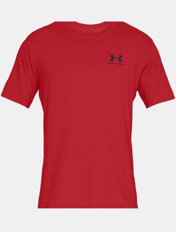 Under Armour Left Chest Logo Mens Short Sleeve Shirt Red W Black Logo-Size Large gallery