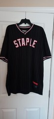 Staple Pigeon Baseball Jersey Men’s Size 2XL White BLACK Pinstripe Pullover XXL