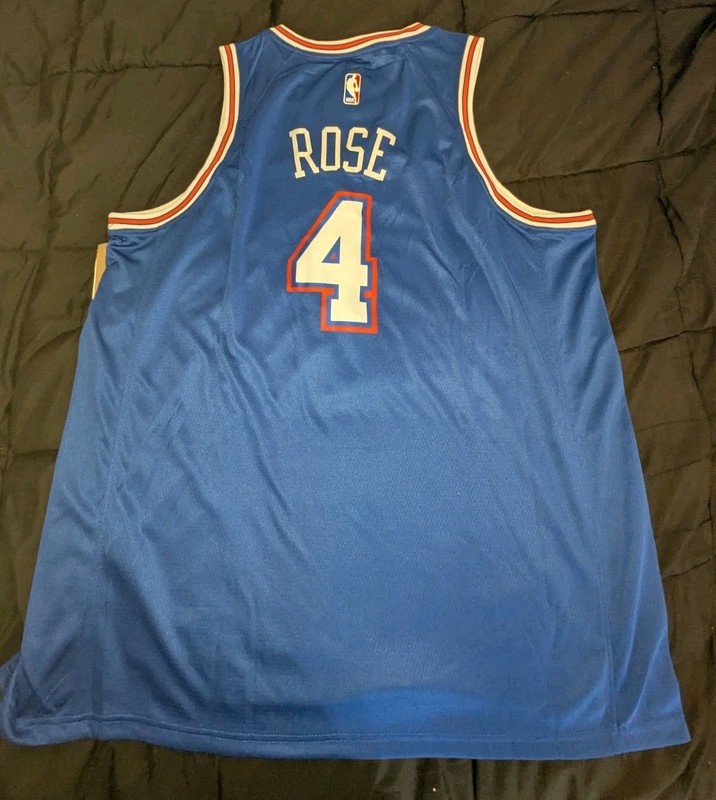 XL 52 Derrick Rose #4 New York Knicks Blue NBA Basketball Jersey New Jordan gallery