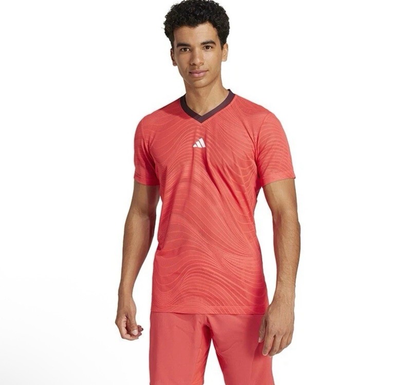 Adidas ClimaCool FLFT Mesh Tennis Tee Shirt Pro Mens Small Semi Lucid Red JD8633 gallery