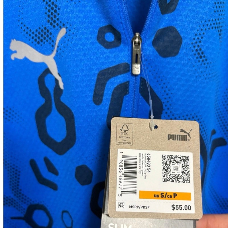 Puma Blue And Green Slim Fit Pullover Size Small gallery