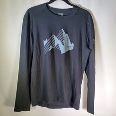 Icebreaker Bodyfit 200 Baselayer Mens Large Black Merino Wool Long Sleeve Print