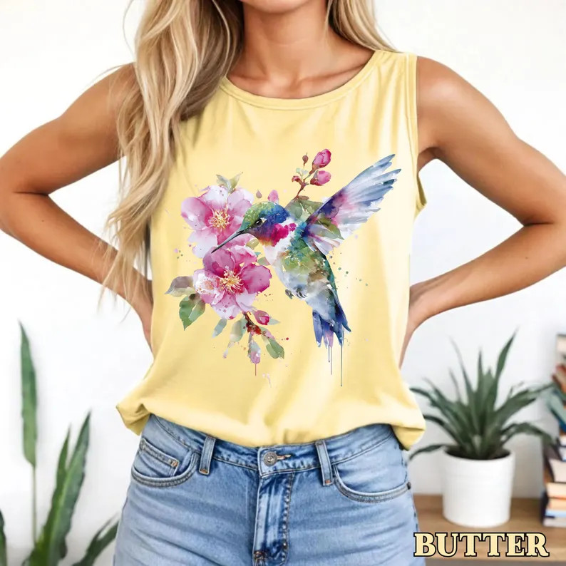 Hummingbird Flower Celestial Bird Tank Top Nature Wildlife Gift gallery