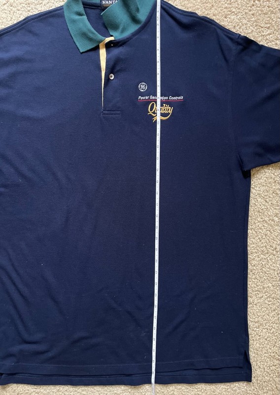Vantage GE General Electric Logo Navy Blue Color Block Golf Polo Shirt Mens XL gallery