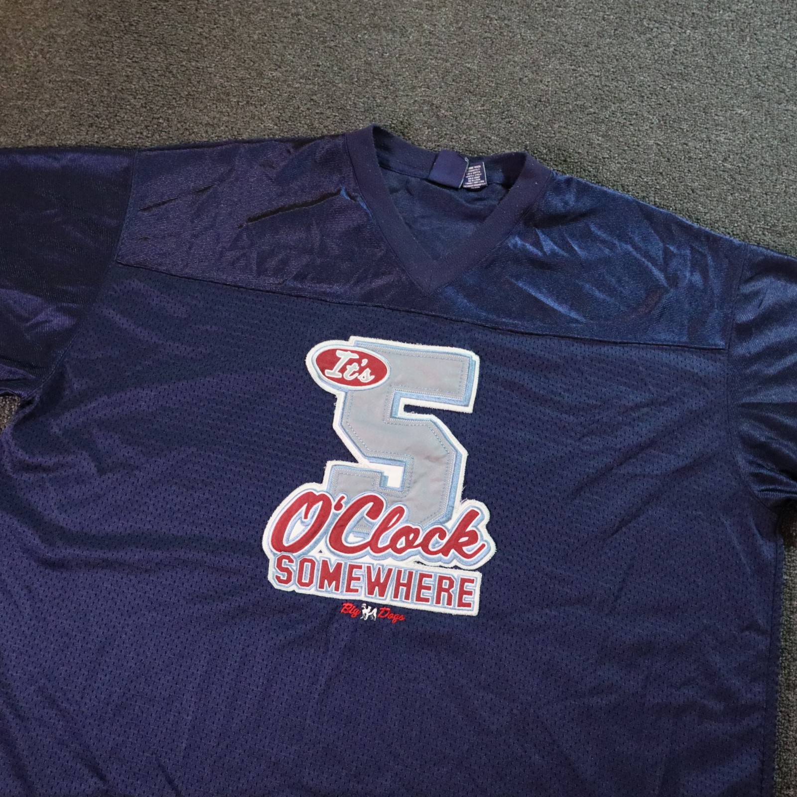 Big Dogs Mens 2XL Blue Jersey Embroidered 5 O Clock Somewhere Y2k Vintage Retro gallery
