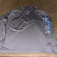 Habit Fishing Hoodie Shirt Mens Size 2XL Solar Factor Performance Polyester Gray