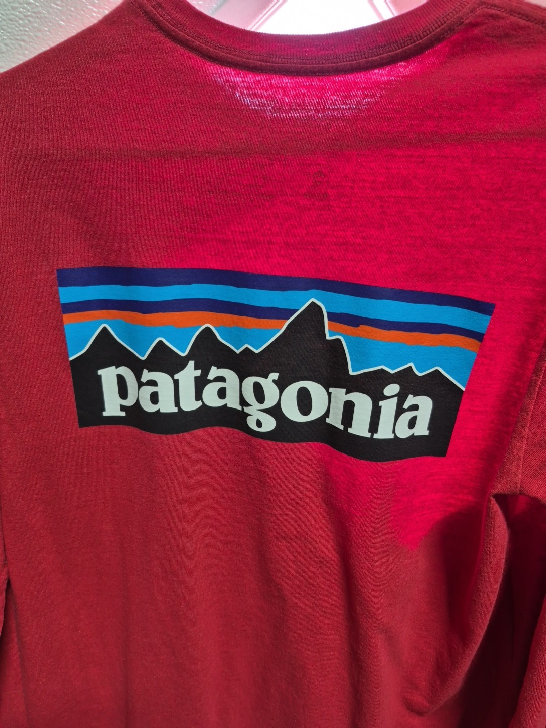 Patagonia Reg. Fit LS Med Red Tshirt.lg Patagonia On Back gallery