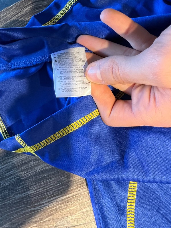 Adidas Soccer Jersey Men XXL Blue Yellow Tanzania ClimaCool Athletic Fit youth gallery