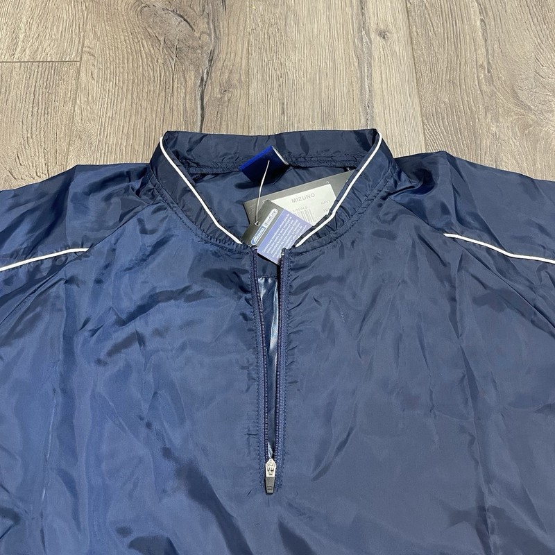 Mizuno Windlite Blue Water Resistant Short-Sleeve 1/4 Zip Windbreaker Adult S gallery
