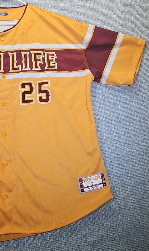 Custom High Life Baseball Jersey Mens 2XL Orange/Yellow GarbAthletics #25 *READ* gallery