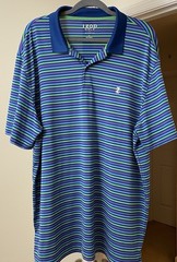 IZOD Golf Shirt Blue Striped Short Sleeve Athletic Collared Pullover Men’s XL