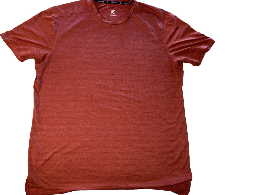CHAMPION RUNNING TEE HEATHERED LOGO'D SIZE: XL, REDDISH ORANGE, PREOWN, FREE SHP