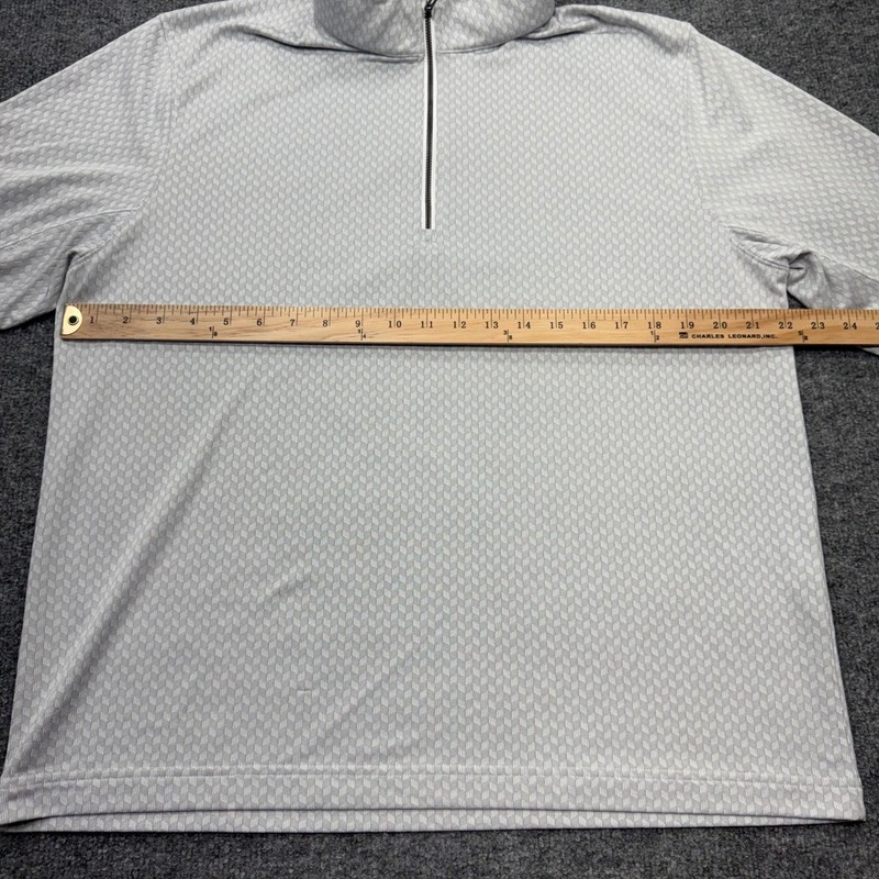 Dunning Mens Large Quarter Zip Pullover Grey Geometric Golf Performance Shirt gallery