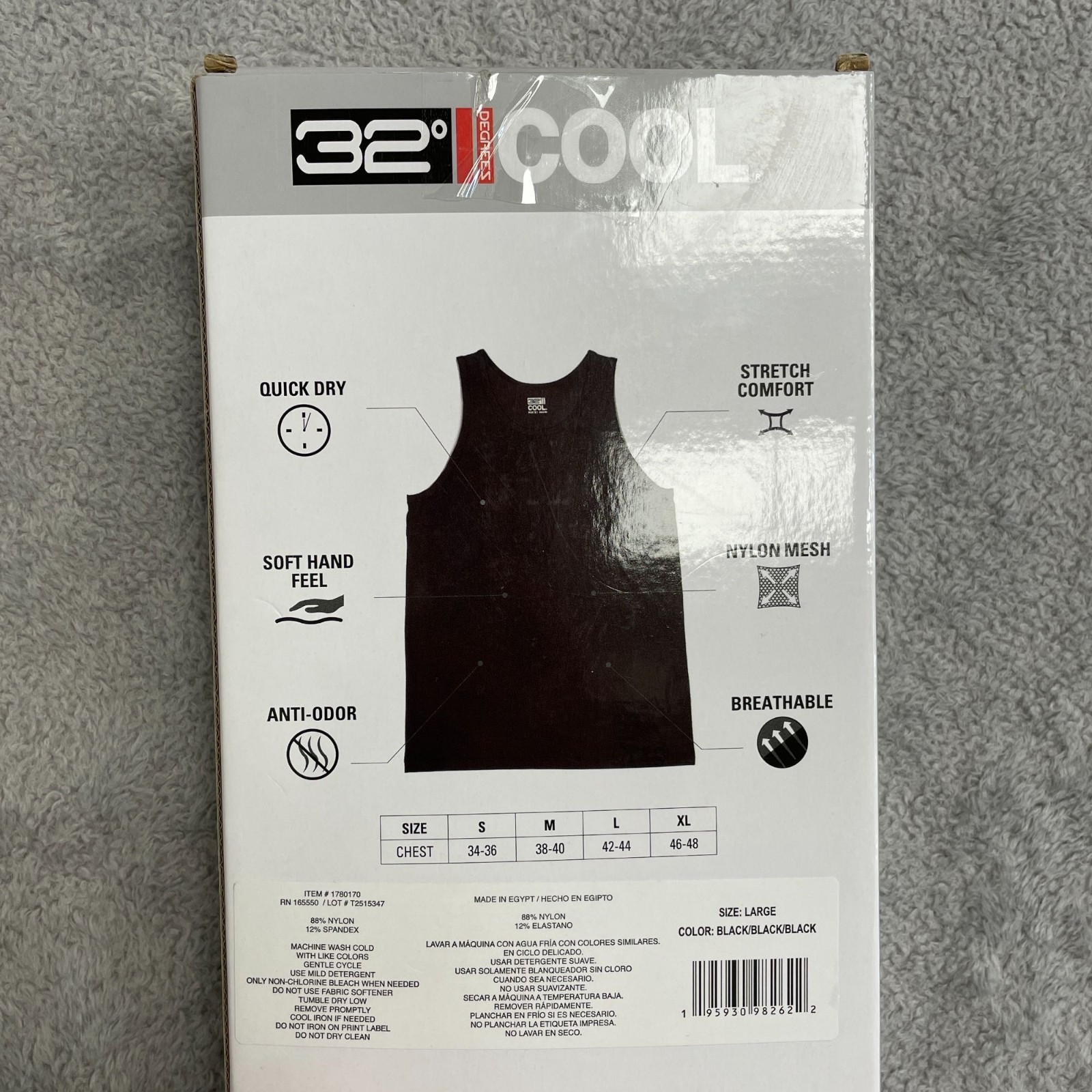 NEW 32 Degrees Cool 3-Pack Men's Size L Comfort Mesh Tank Tops Black Breathable gallery
