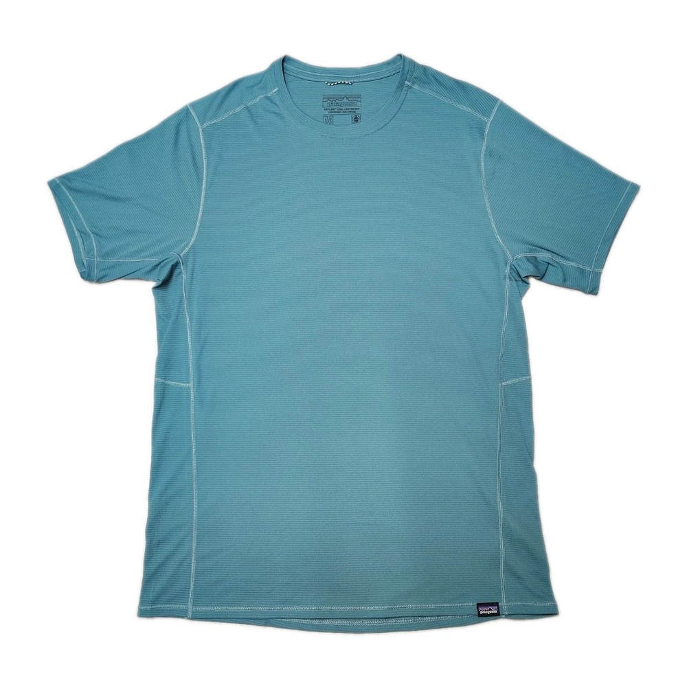 Patagonia T Shirt Mens M Aqua Blue Capilene Cool Lightweight Athletic Hiking Tee