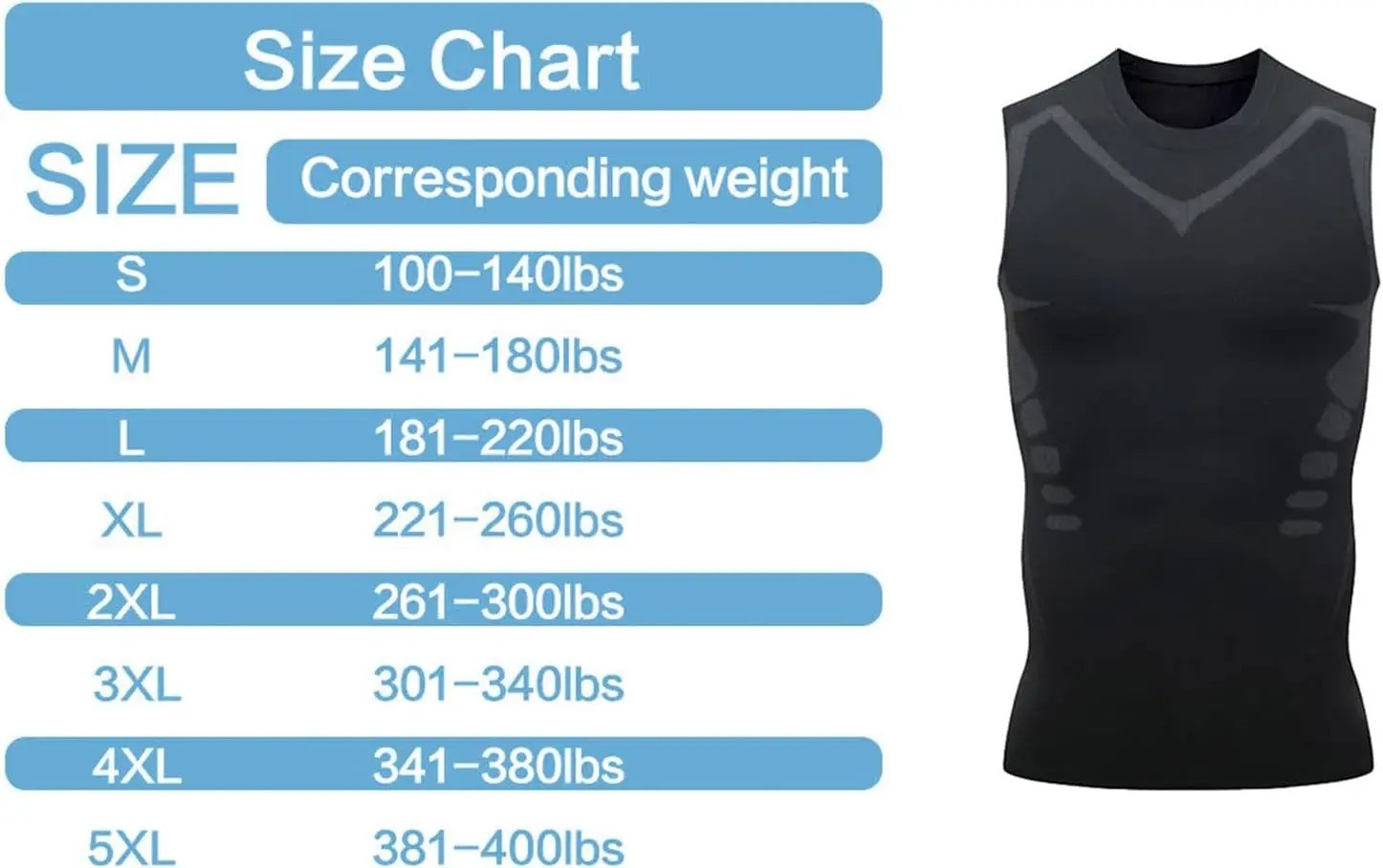 Men Compression Shirt Version Ionic Shaping Sleeveless Vest Sport Tank Top S-2XL gallery