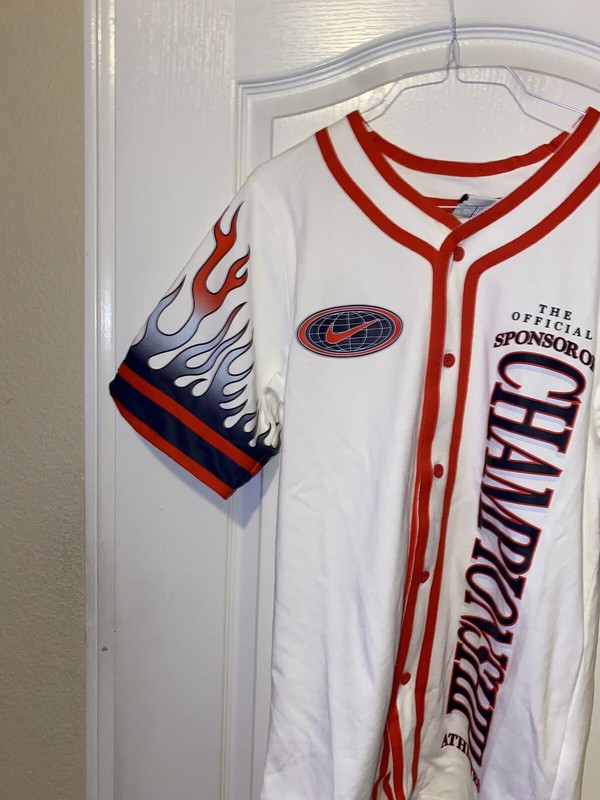 Nike Baseball Button Shirt Flames Championship DV9642-133 Mens SZ Small New gallery