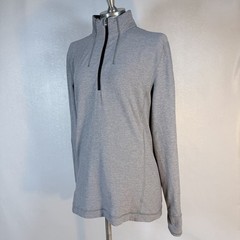 Lululemon Sweat Session Mens S/M READ Heathered Gray 1/4 Zip Pullover Thumb Hole