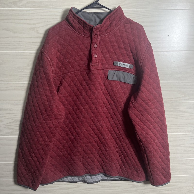 Magellan Campfire Quilted Pullover Sweater Coat 2XL Maroon Red Pockets Flex gallery