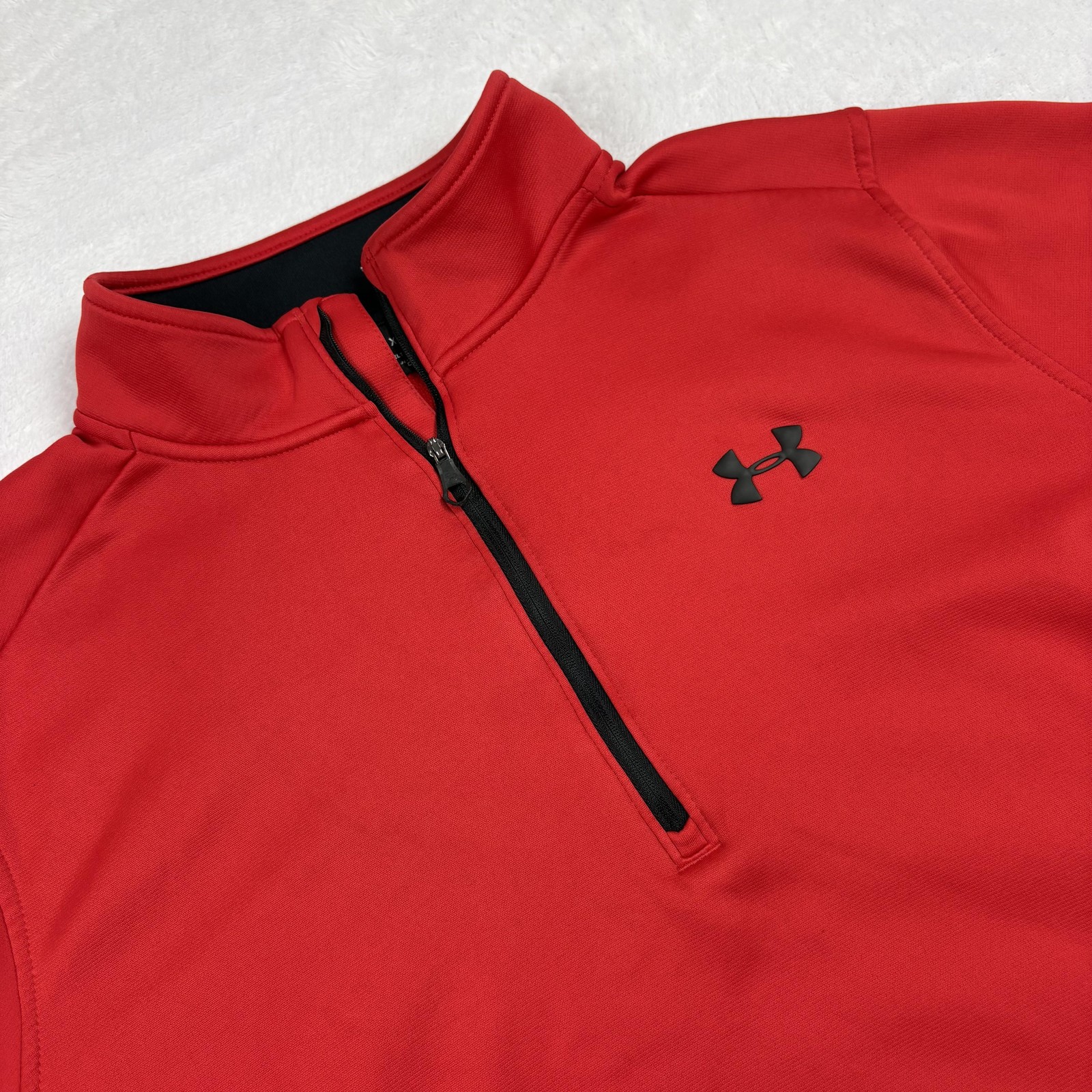 Under Armour Pullover Mens XL Red ColdGear 1/4 Zip Mock Neck Fleece Thermal gallery