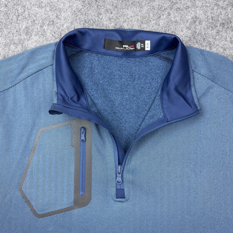 RLX Ralph Lauren Pullover Mens 2XL Blue Herringbone 1/4 Zip Golf Performance Top gallery