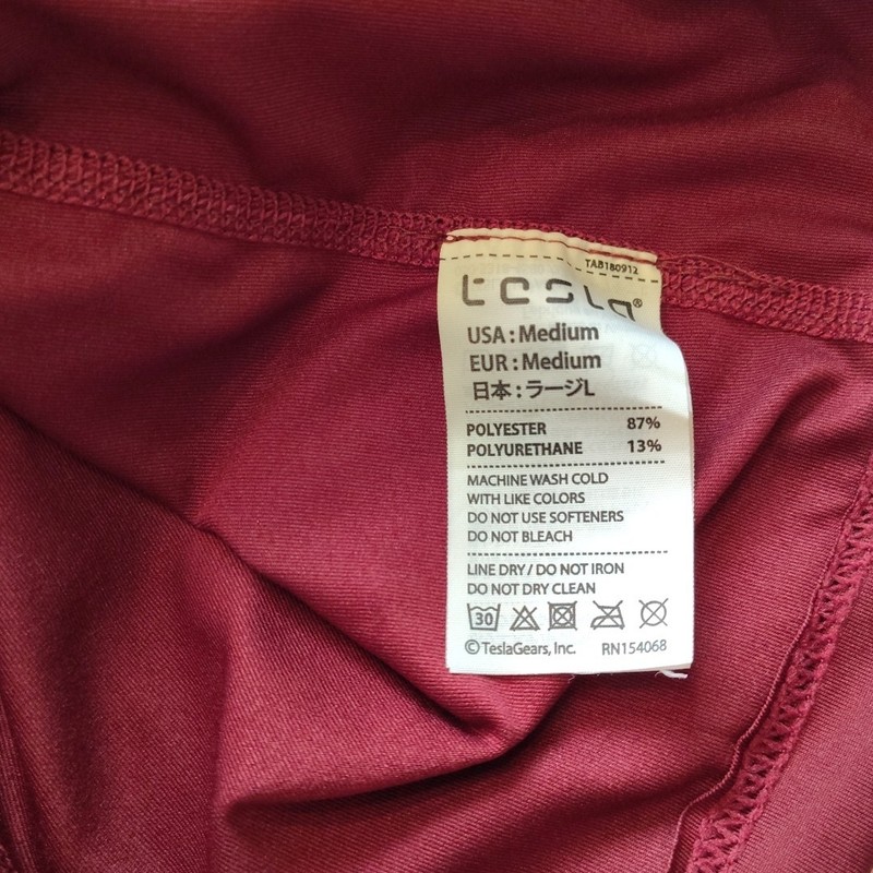 TESLA Compression Shirt Men's Medium Maroon Short Sleeve Performance Active gallery
