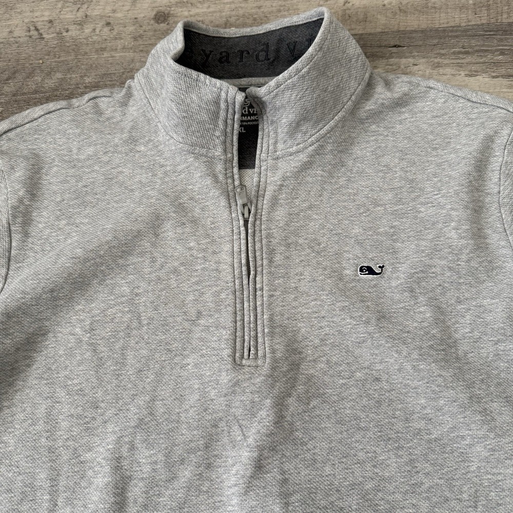 Vineyard Vines Performance 1/4 Zip Pullover Mens Sz XL Gray Long Sleeve Whale