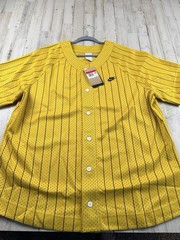 Nike Sportswear Trend Pinstripe Baseball Mesh Jersey Gold II4428-389 Men Size L
