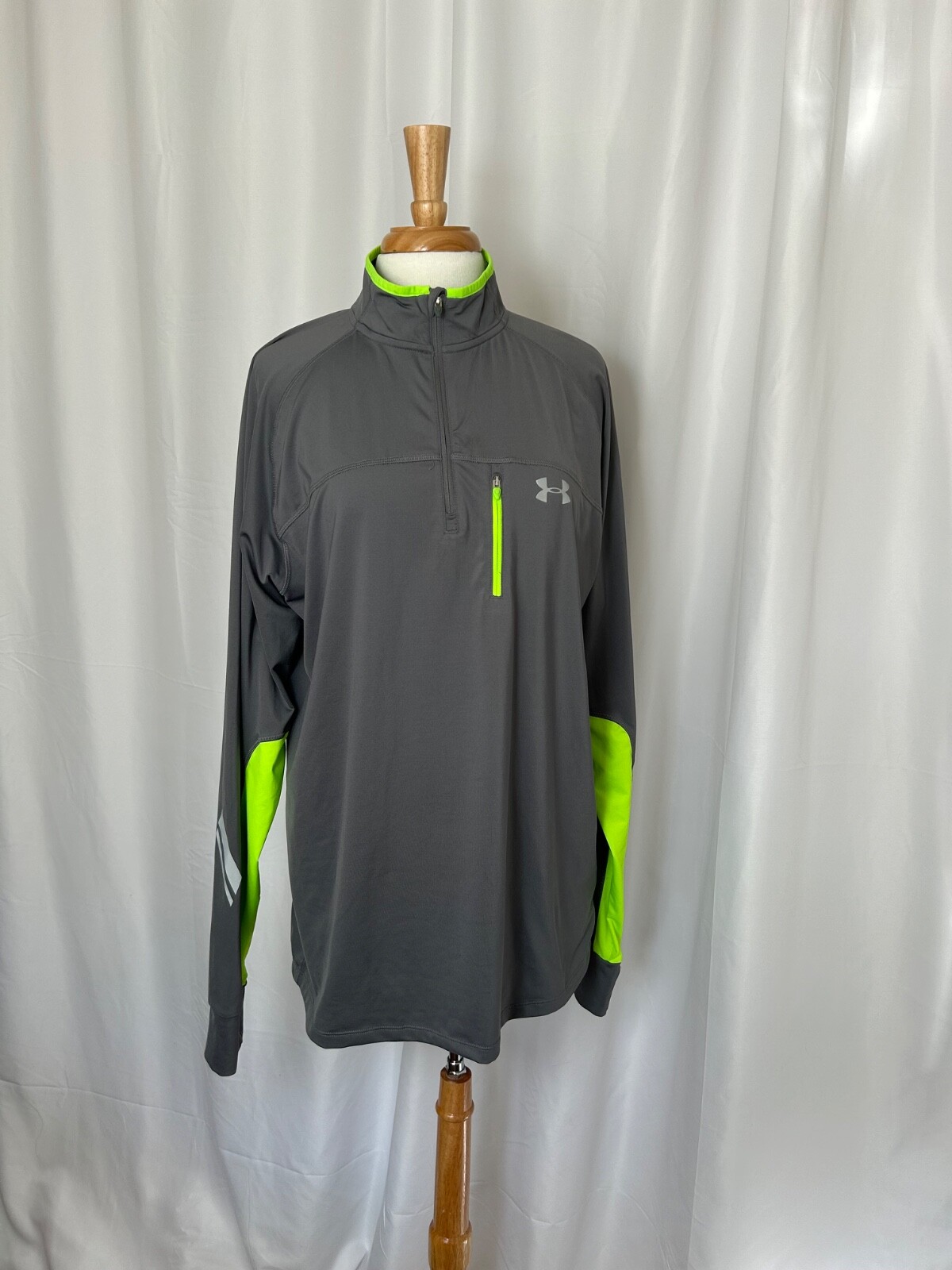 UNDER ARMOUR ALL SEASON GEAR MENS 1/4 ZIP GRAY GREEN SHIRT - XL gallery