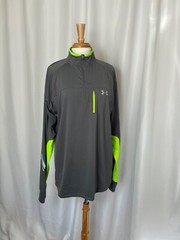 UNDER ARMOUR ALL SEASON GEAR MENS 1/4 ZIP GRAY GREEN SHIRT – XL