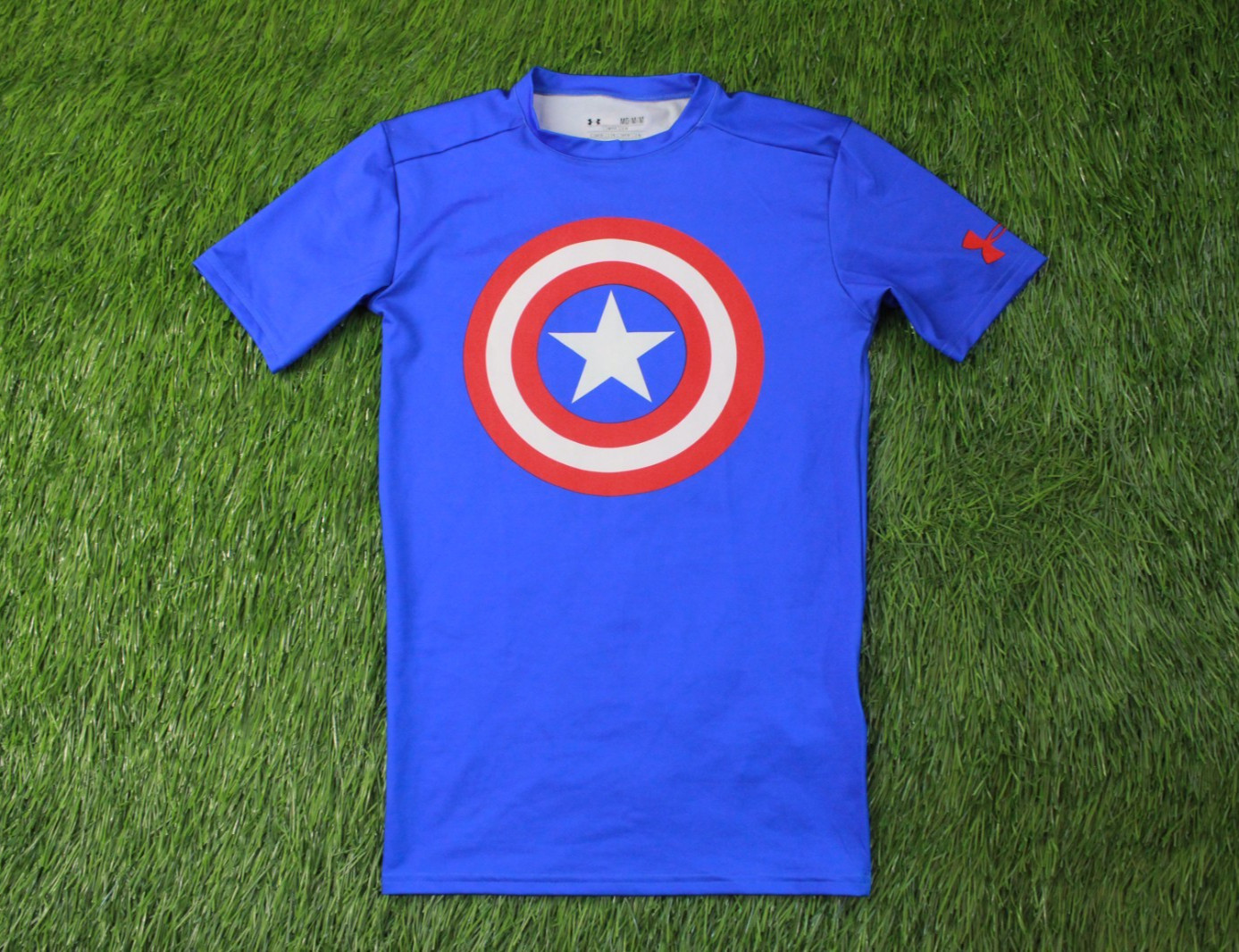 UNDER ARMOUR X marvel CAPITAN AMERICA HEATGEAR 2015 MEN TEE SHIRT JERSEY SIZE M gallery