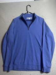 HOLDERNESS & BOURNE Mens 1/4 Zip Robbins Golf Pullover Cotton Heather Blue L