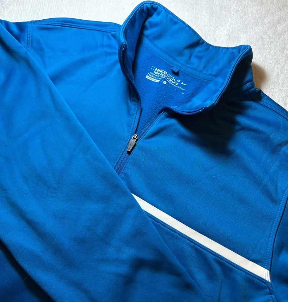 Nike Running Golf Pullover Shirt 1/4 ZIP Men Size S Therma-Fit Performance Blue