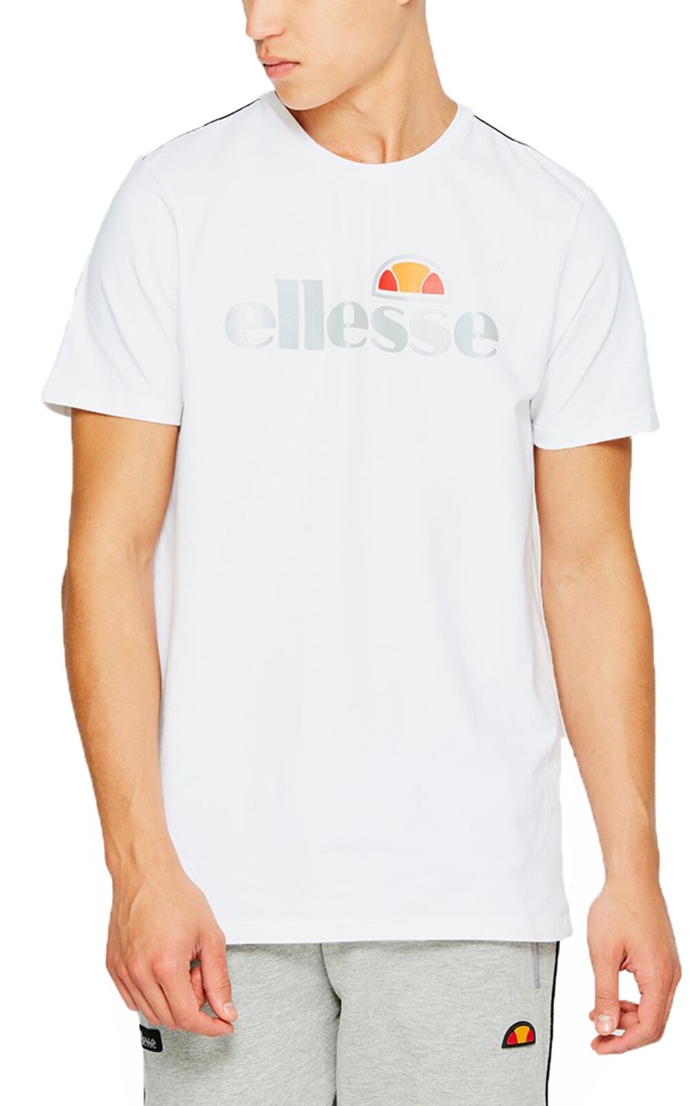 ellesse Giniti Reflective Logo Crew Neck T-Shirt Gym Sports Top Casual Tee White gallery