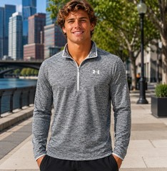 Under Armour Pullover Mens Gray ColdGear 1/4 Zip Fleece Lined Top XXL 2XL