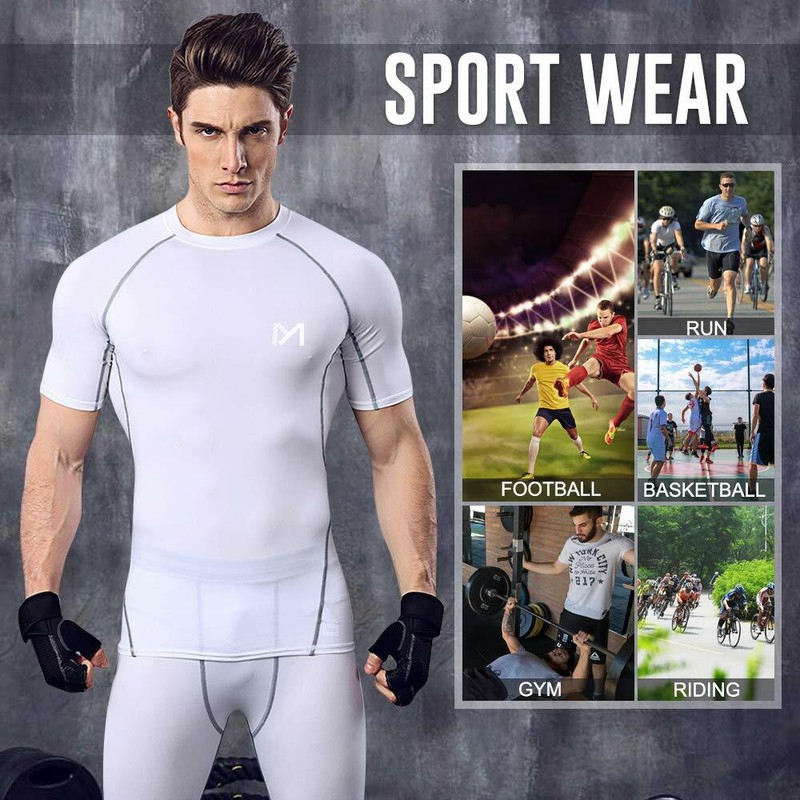 Men's functional sports shirt short sleeve sports top running shirt & gym sports pants fitness gallery