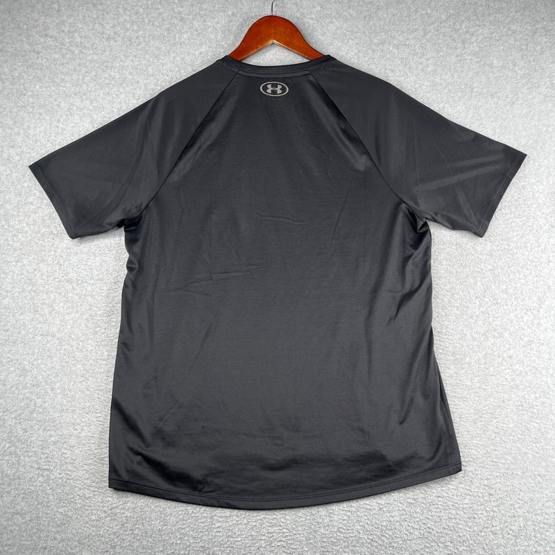 Under Armour Tech Tee Gym Shirt Black Large Performance Stretch Logo Mens gallery