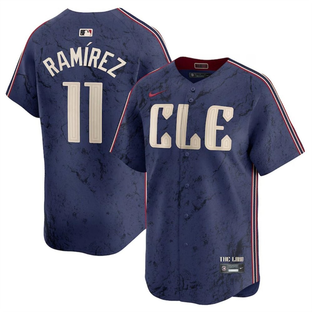 Custom Nike MLB 2024 Cleveland Guardians City Connect Stitched Navy Blue Jersey gallery