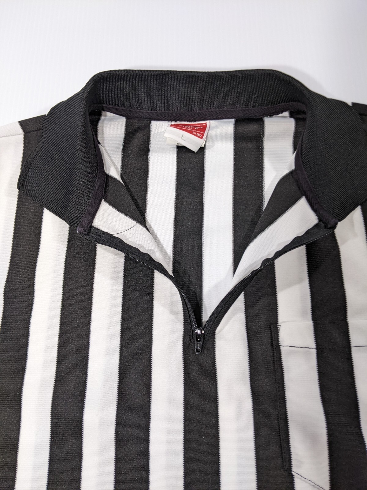 Rawlings Striped Referee Shirt Adult LG Basketball Football Baseball 1/4 Zip USA gallery