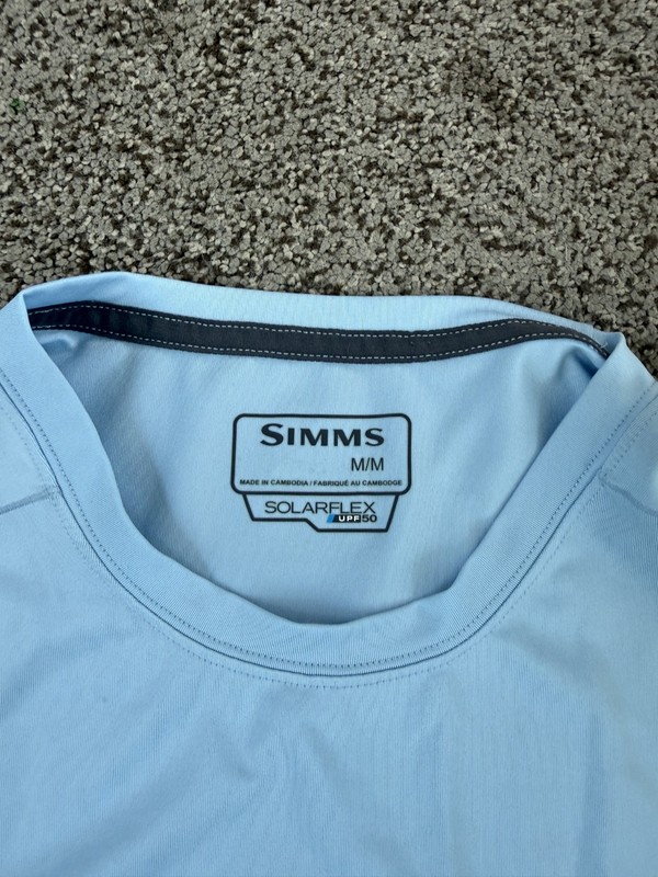 Simms Men’s Medium Blue SolarFlex UPF 50 Fishing Sun Shirt Long Sleeve gallery