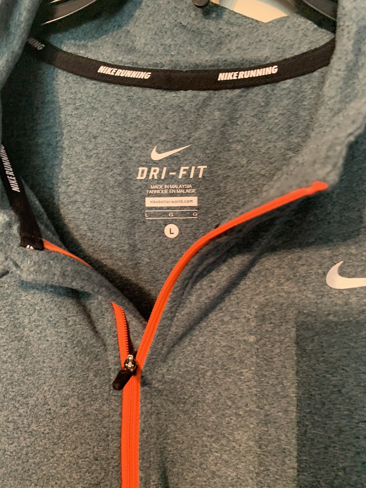 Nike Running Dri Fit Element 1/4-Zip Pullover Mens Sz L 504606-374 Heather Green gallery