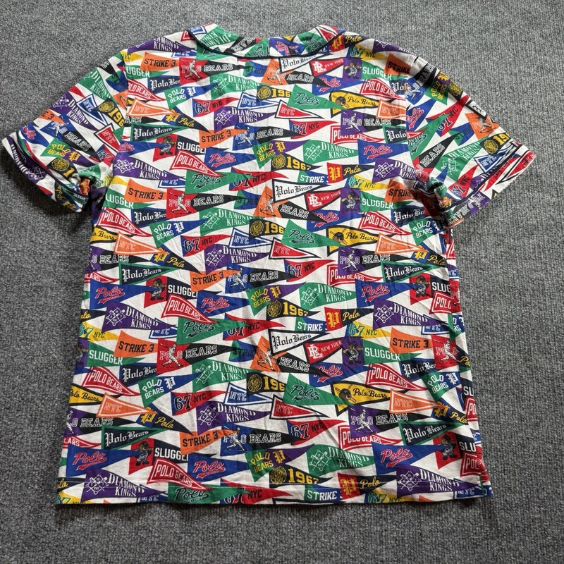 Polo Ralph Lauren Baseball Jersey Shirt Mens Small Flags Pennants Polo Bears gallery