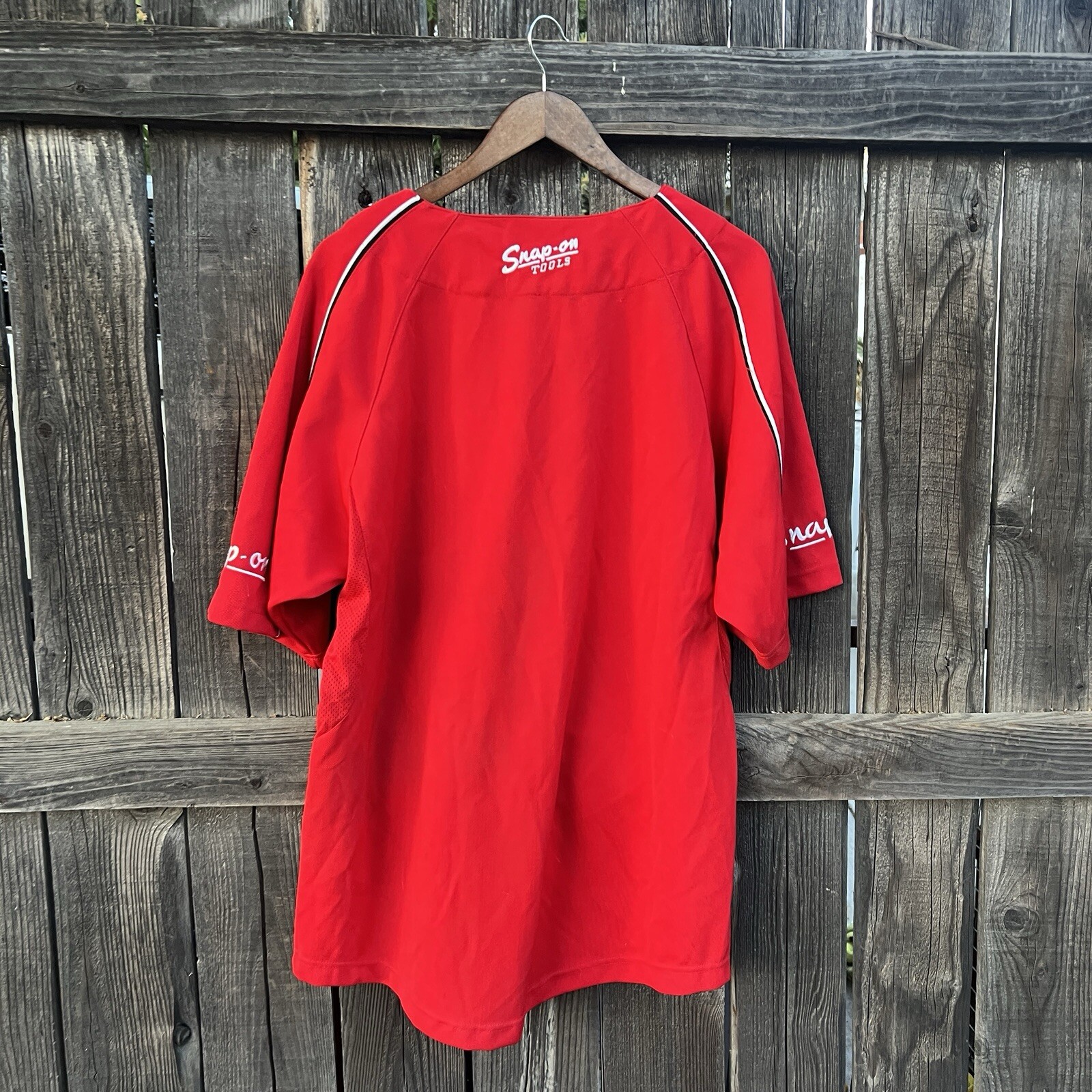 Snap-On Tools Vintage Logo Red Embroidered Sewn Baseball Jersey Size XL gallery