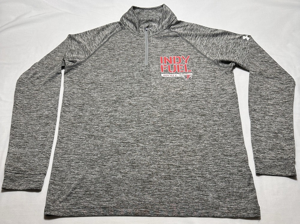 Indy Fuel Under Armour Men's Medium Grey Heatgear 1/4 Zip Loose Fit Hockey