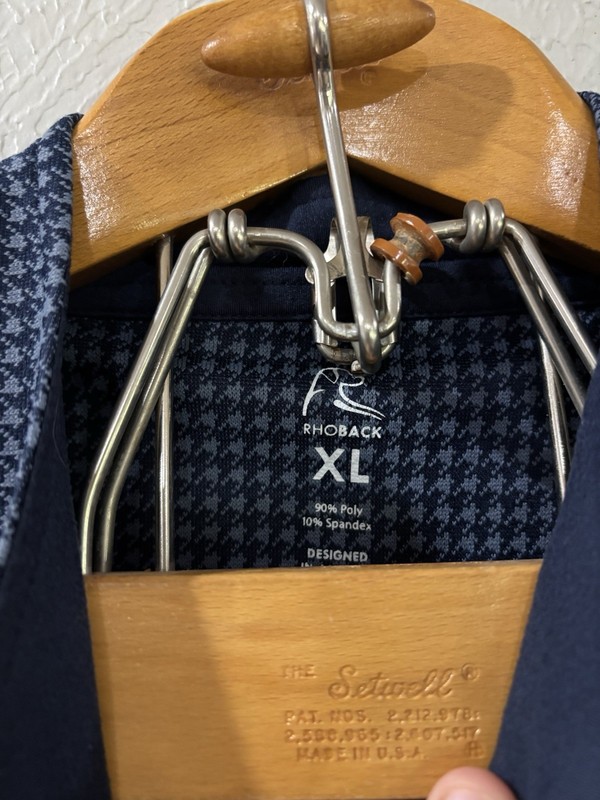Rhoback Mens Pullover Blue Plaid 1/4 Zip Logo Golf Houndstooth Stretch Sz XL gallery