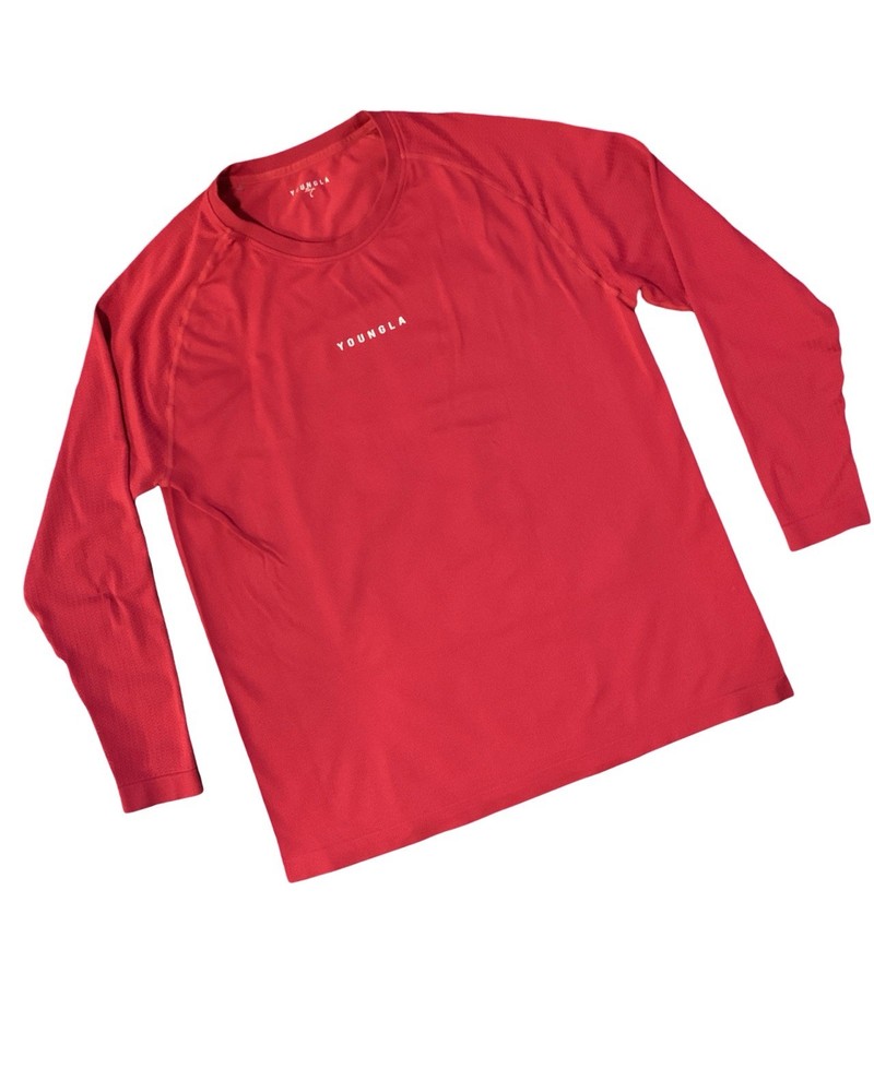 YoungLA New Gen Compression Shirt Mens Large Red Long Sleeve Athletic Training