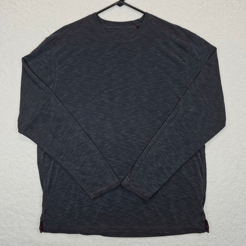 Tommy Bahama Men Long Sleeve Performance Tee Dark Gray Large gallery