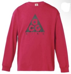 NEW Nike ACG Shocking Pink Long Sleeve Gear Retro Ice Blue USA Tee Shirt Medium