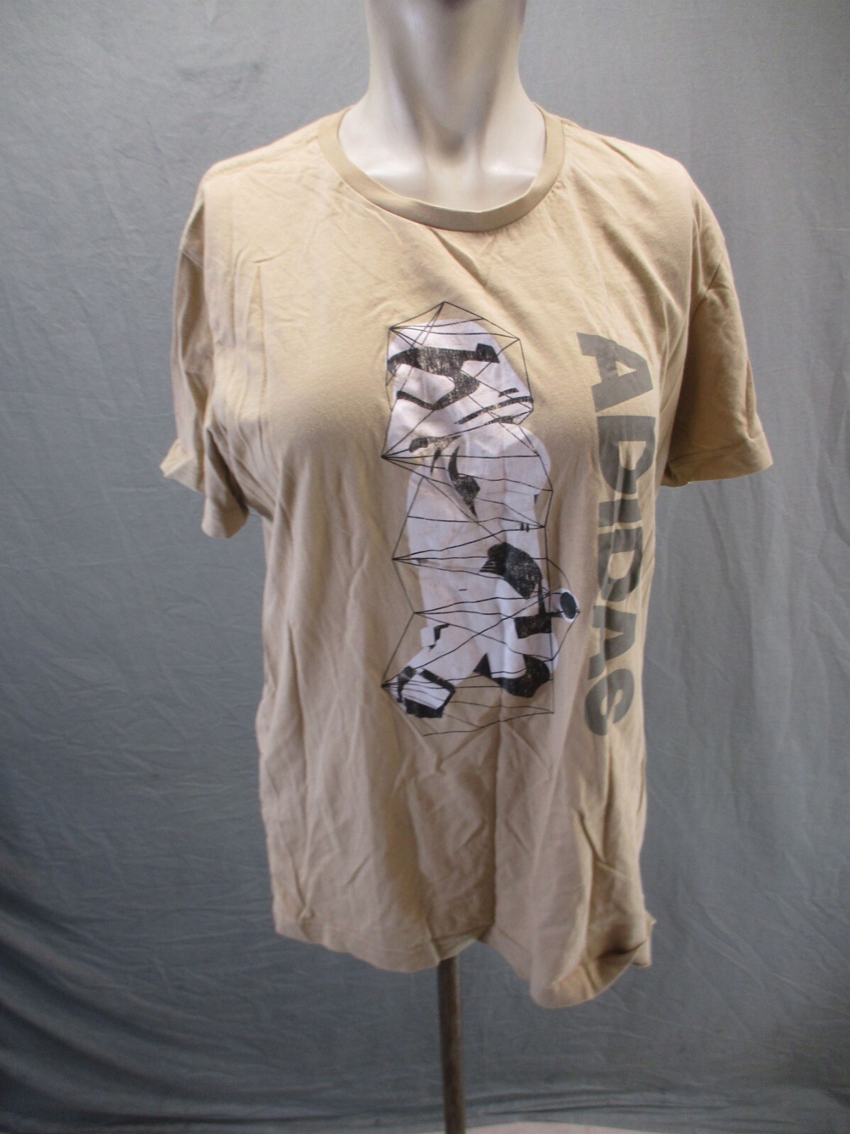 ADIDAS STAR WARS Size M Mens Beige Printed Short Sleeve Athletic T-Shirt 057 gallery