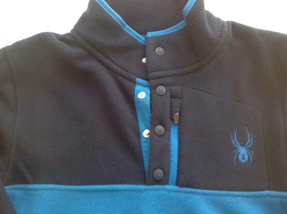 Spyder Mens Pullover Frontier Blue Polar Fleece 1/4 Button 71D64051 42 Sz S $129 gallery